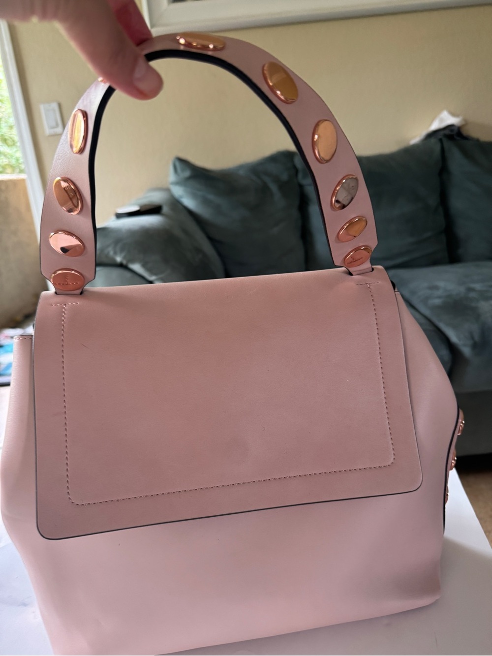 Beautiful French Connection Blush Rose Pink Studded Shoulder Bag- NEW